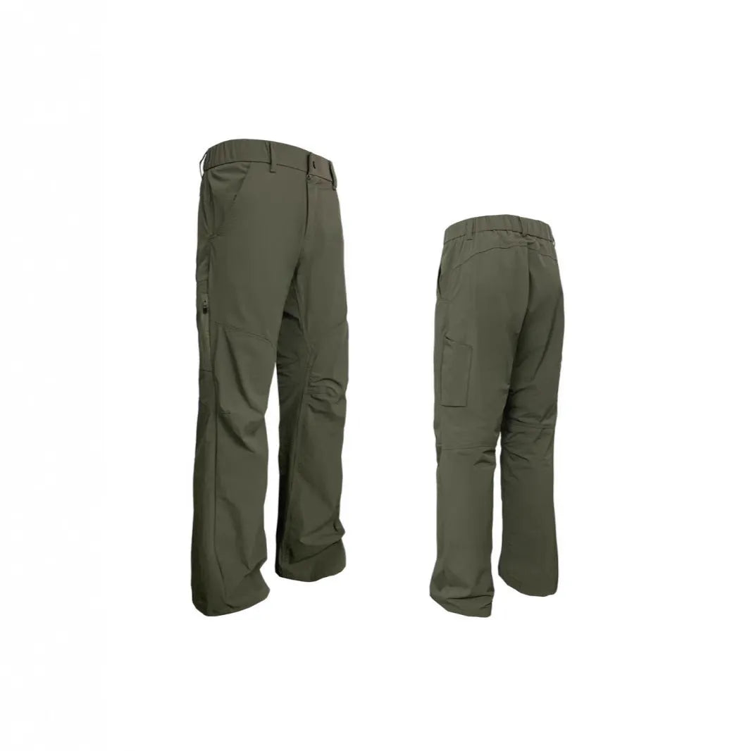 Men's straight leg casual trousers in a grey colour with 3D cutting detail and elastic waistband