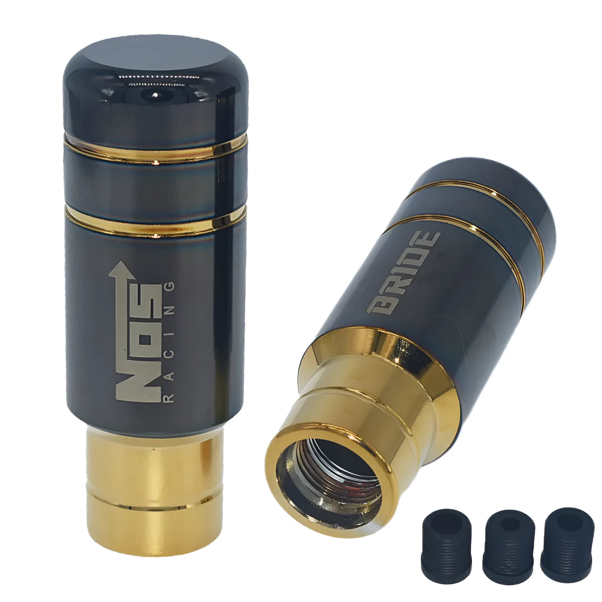 Roasted blue and gold aluminium alloy gear shift head with rubber sleeves for manual transmission cars