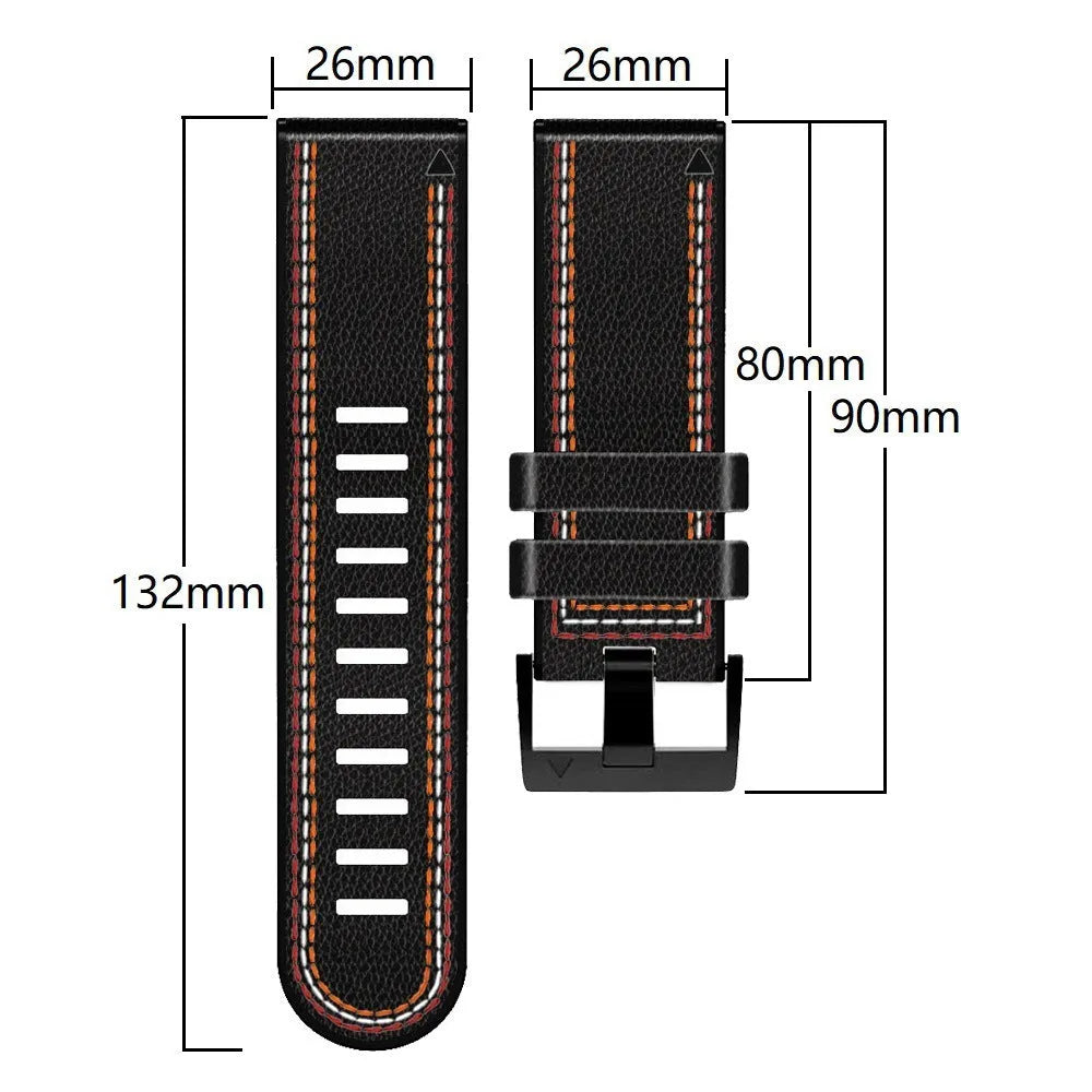 Silicone leather quick release watchband for Garmin Fenix smartwatches in black, brown, light brown, and white colours