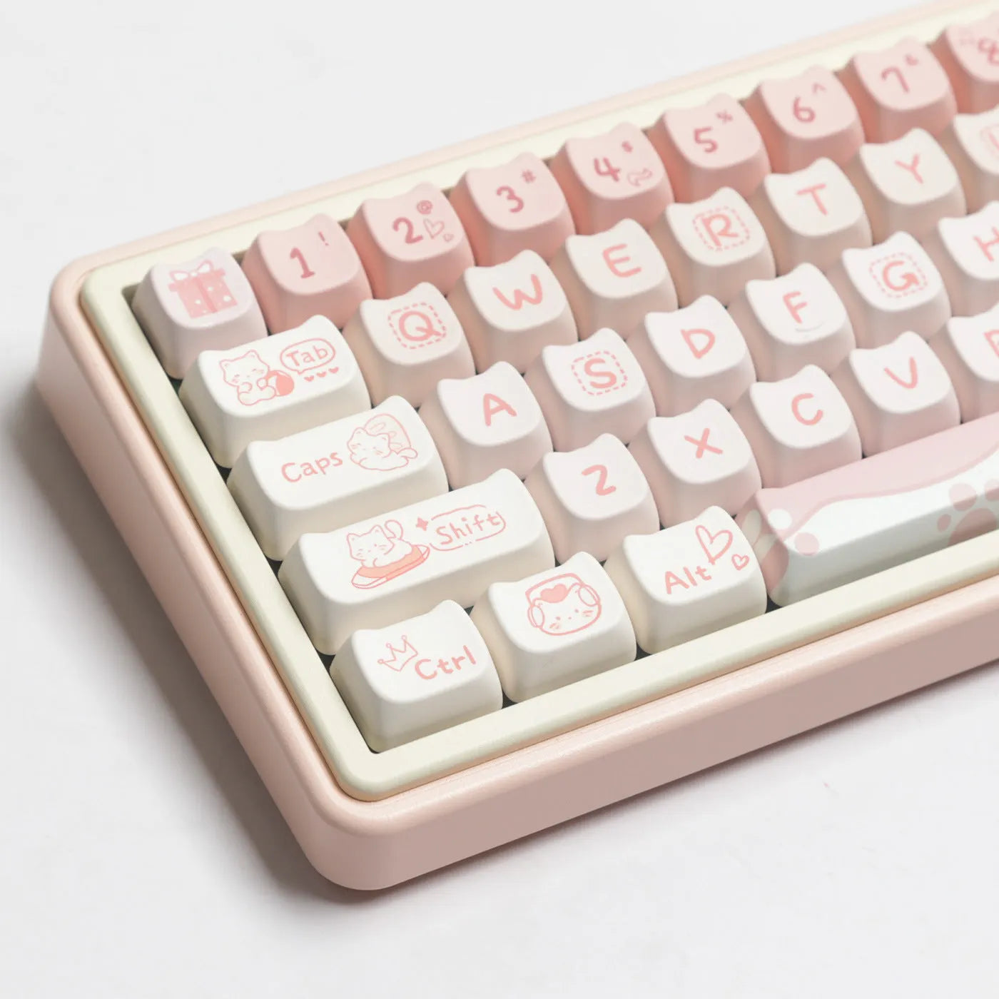 Full set of PBT sublimation key caps for mechanical keyboards showing 26mm keycap size