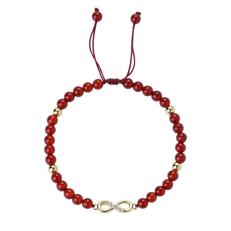 Hand-woven red agate bracelet with diamond lucky bag elements in ethnic style