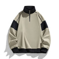 Men's black hooded corduroy pullover sweater with drop shoulders and rabbit fur fabric