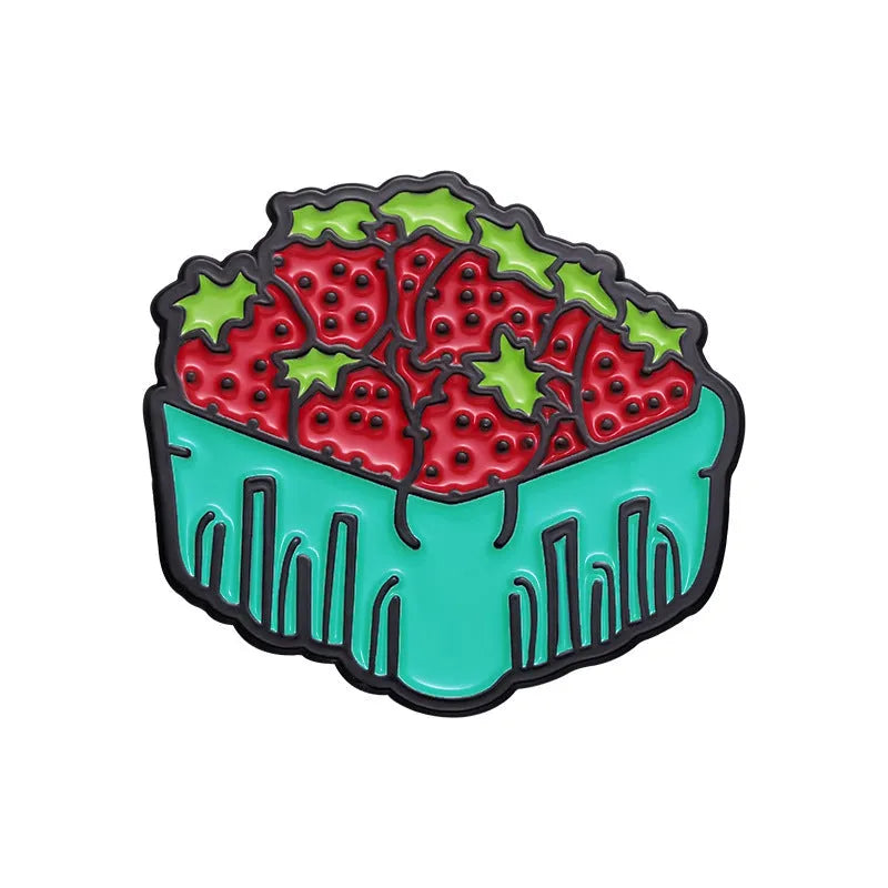 Colourful cartoon fruit metal brooch with European American style decorative design