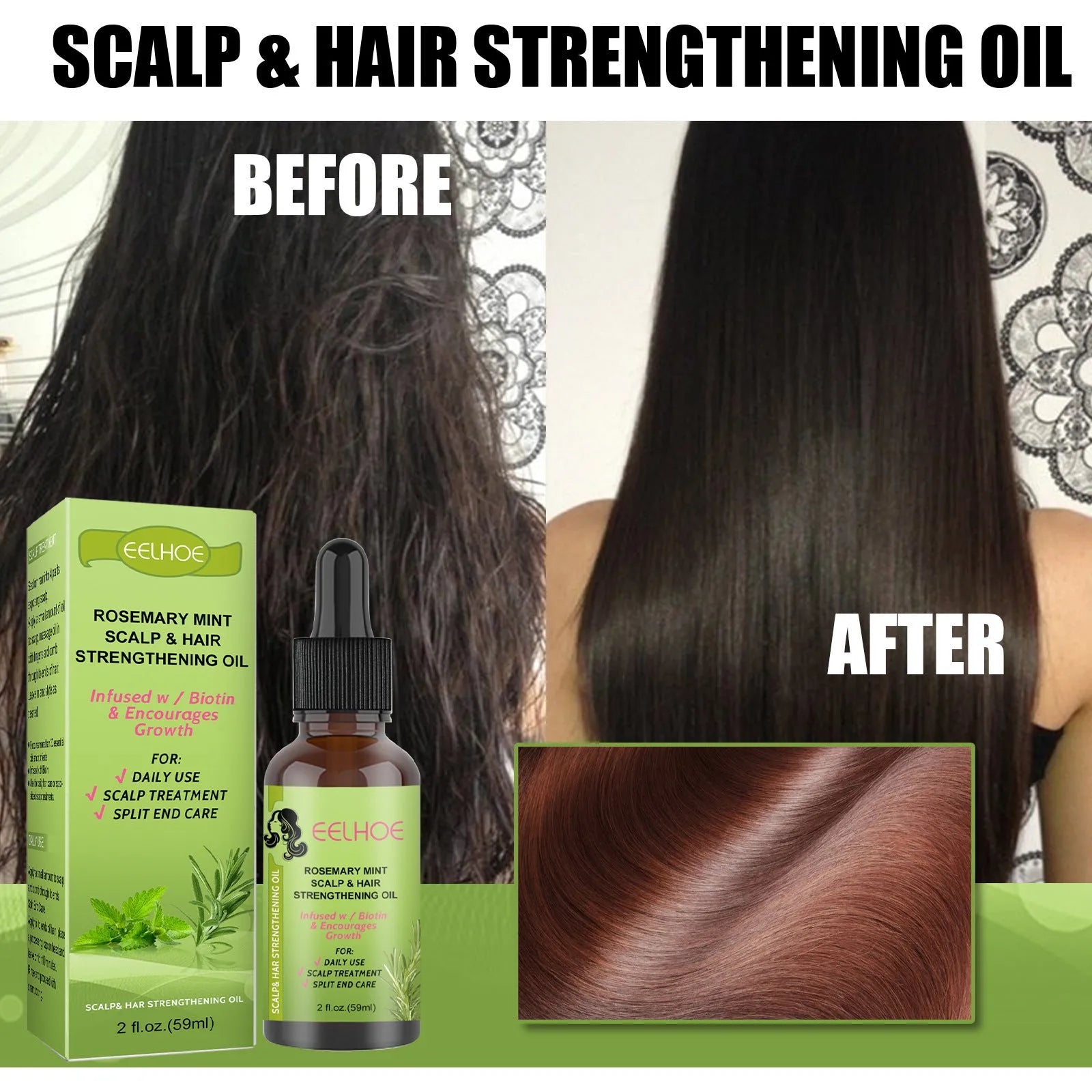 59ml rosemary mint hair growth fluid bottle for scalp treatment and hair nourishment