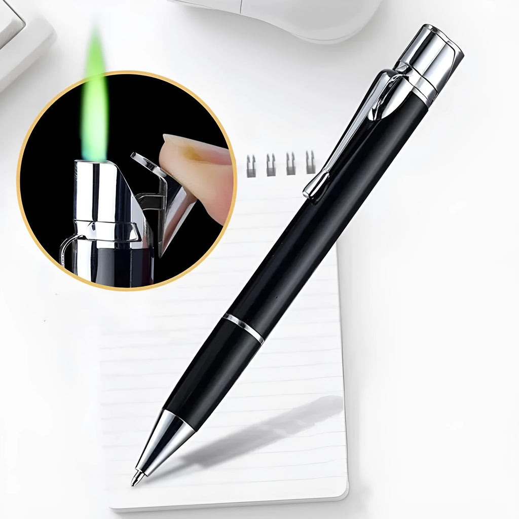 Windproof metal pen jet lighter in six colour options with 14mm diameter slim design
