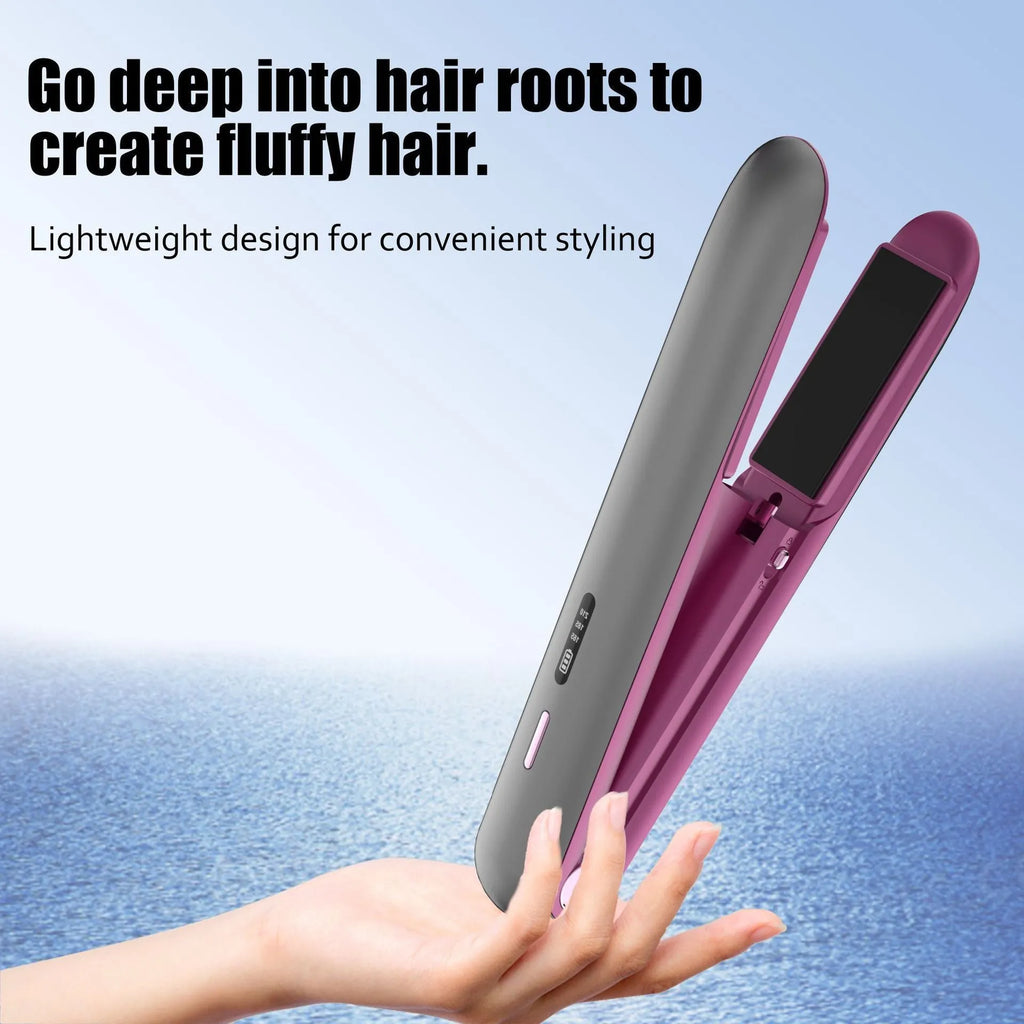 Moon shadow grey wireless hair straightener with temperature control dial