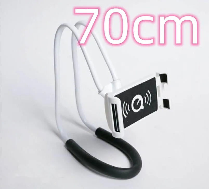 White universal smartphone holder with 360-degree rotating bracket on a desk