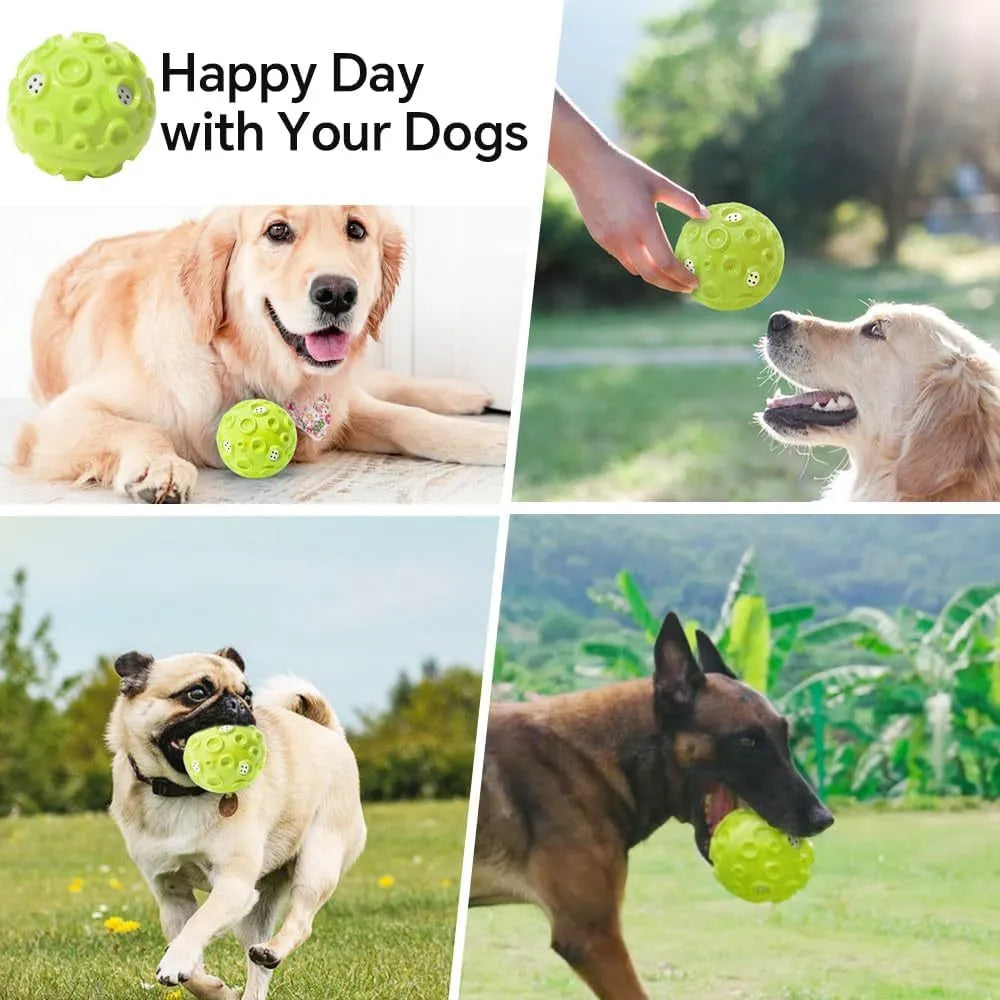 Natural rubber dog toy ball with textured surface in choice of five colours for aggressive chewers