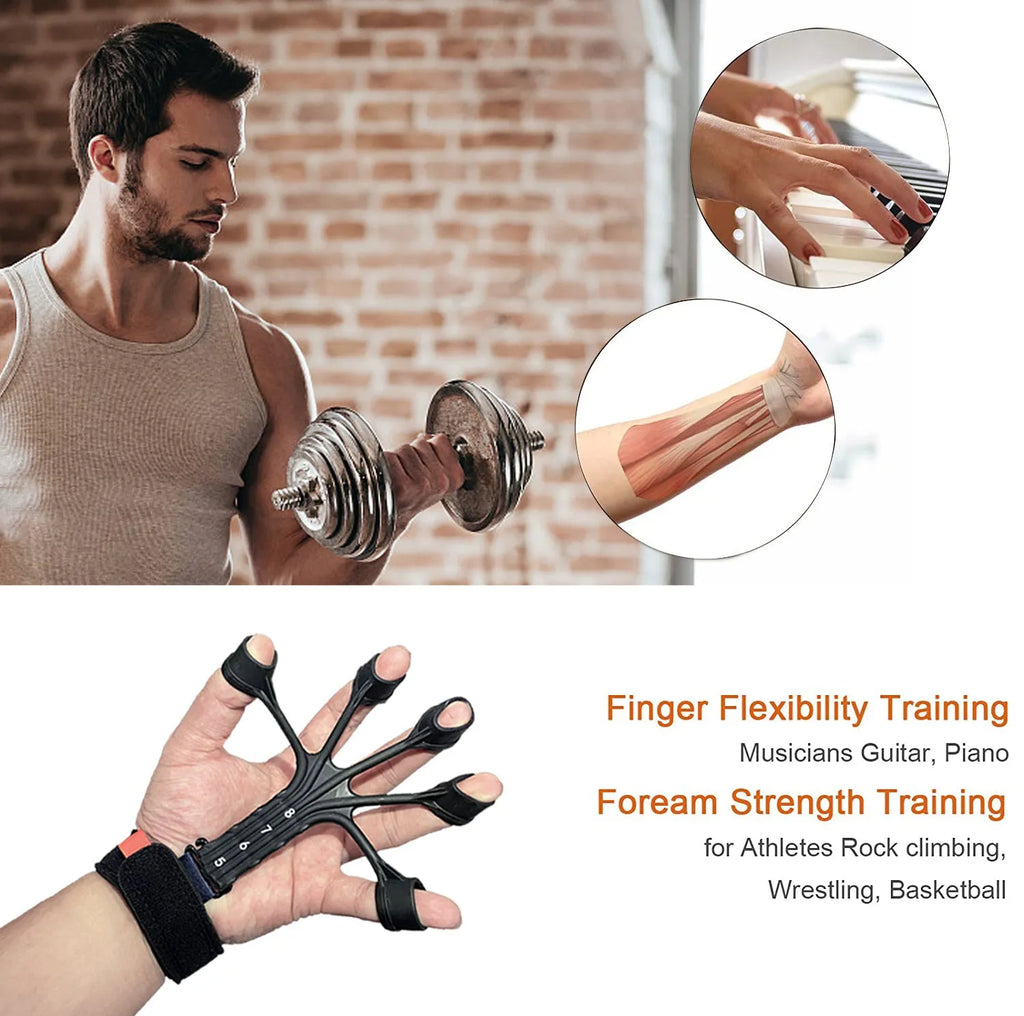 Silicone finger flexion and extension trainer with abdominal tensor function and adjusting belt