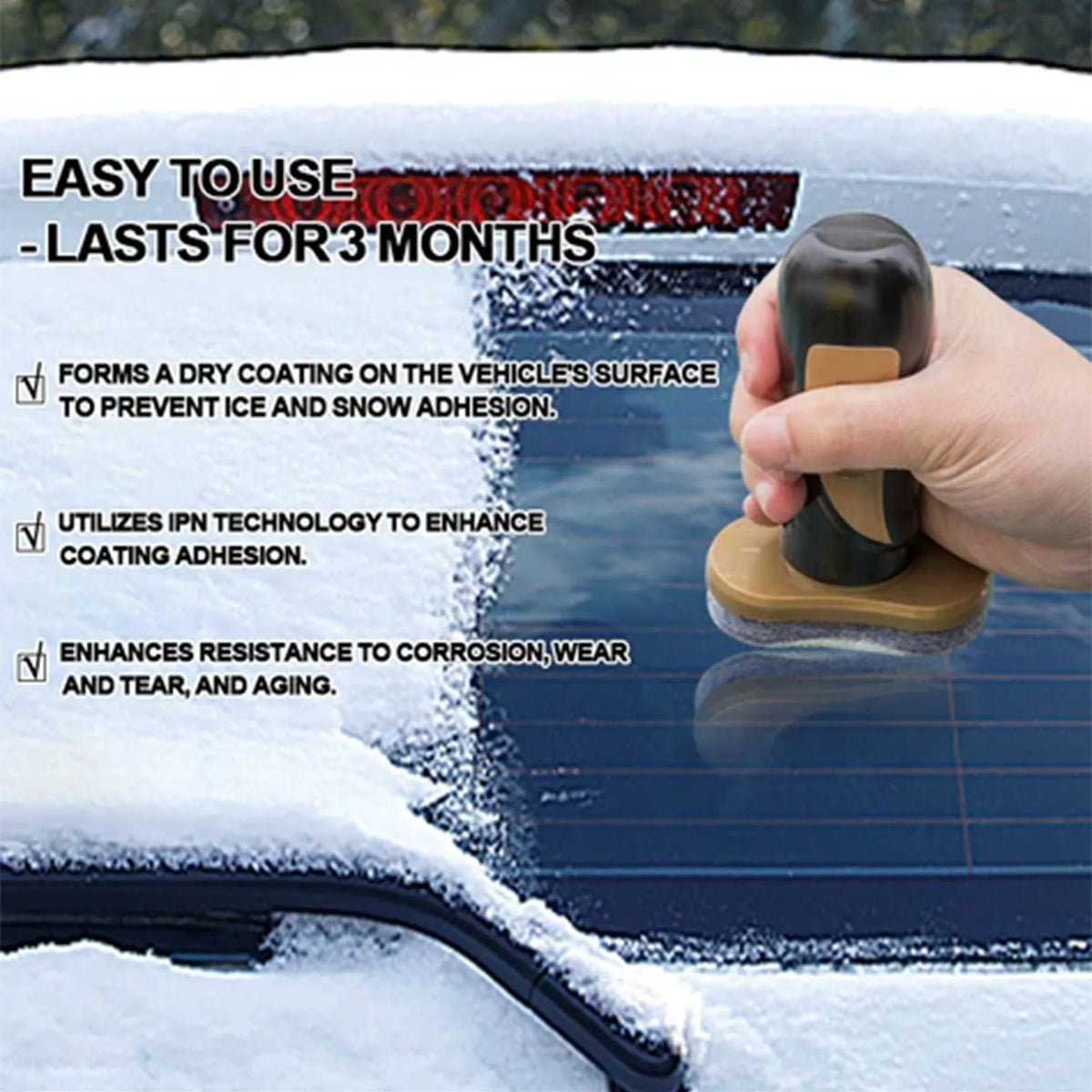 Hydrophobic nano coating car snow brush with a PE plastic handle
