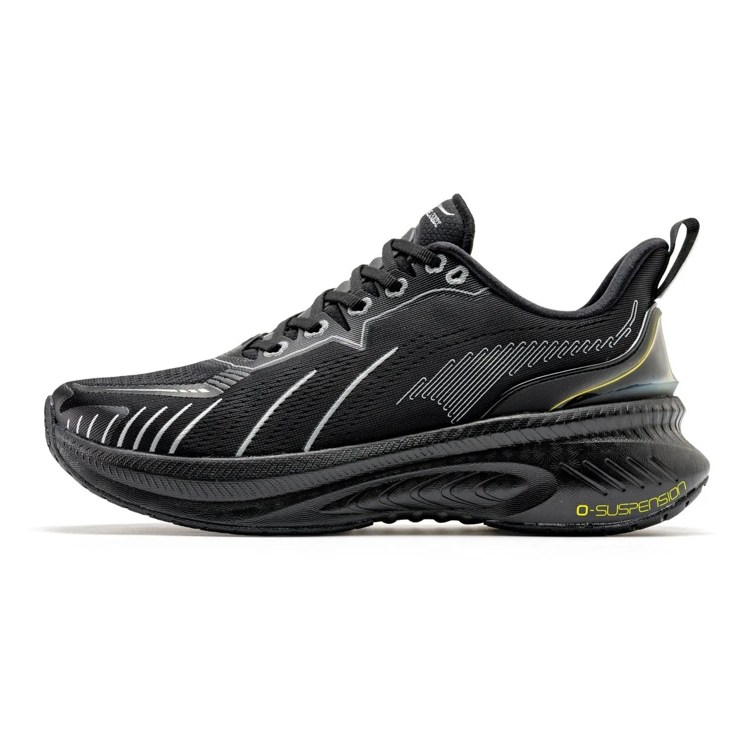 Low-top running sneakers with striped design, available in colours like red, black, and blue, showing rubber sole and mesh upper.