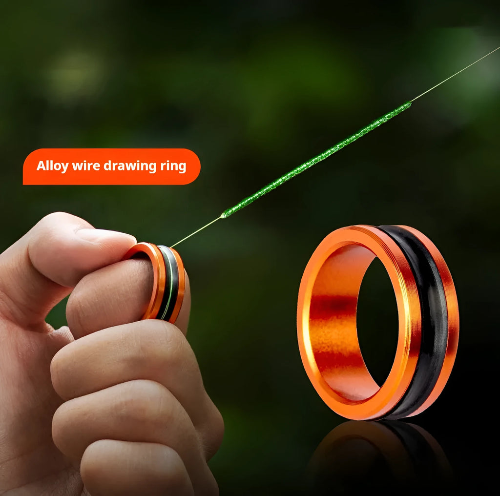 Orange and silver alloy fishing hand guard pull loop tool for non-slip grip