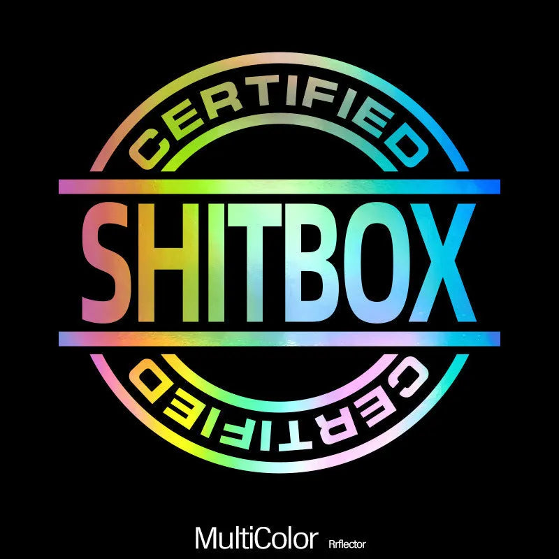 13x12cm vinyl car body sticker showing available colour options including black, white, silver, gold, red, yellow, blue, green, glitter and multicolour