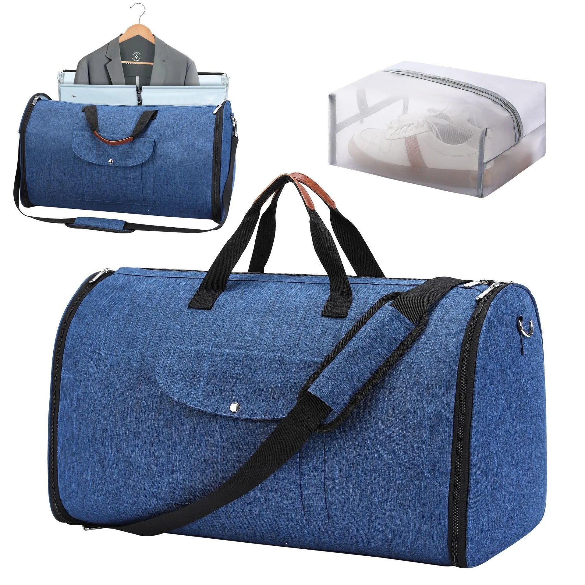 Oxford cloth folding duffel bag in black, navy blue or grey with 36-55L capacity