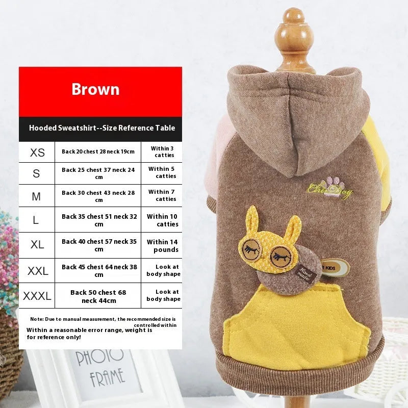 Brown cotton pet dog sweatshirt shown in size M with pullover design