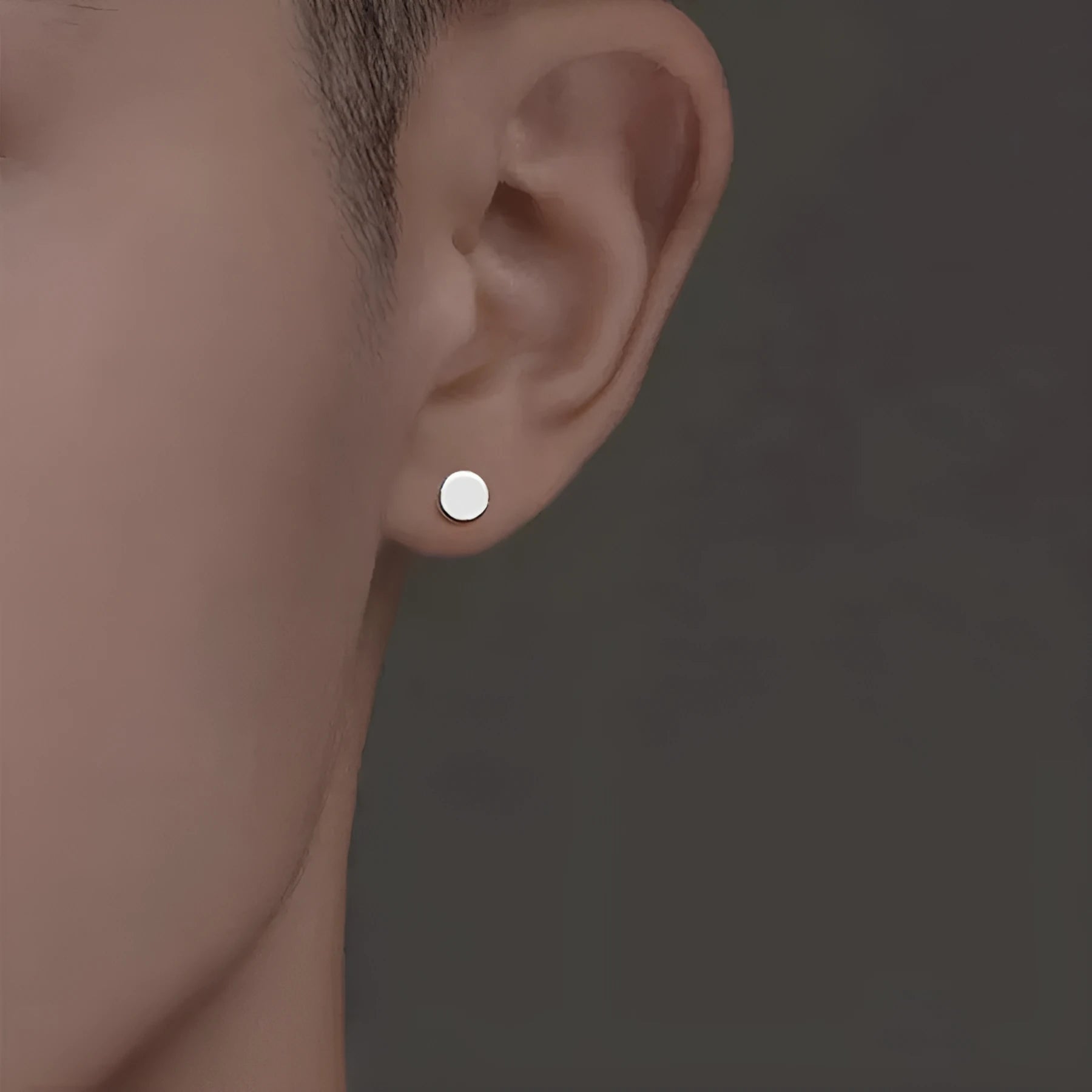 Sterling silver S999 flat bone stud earrings in geometric round shape showing silver and black colour options