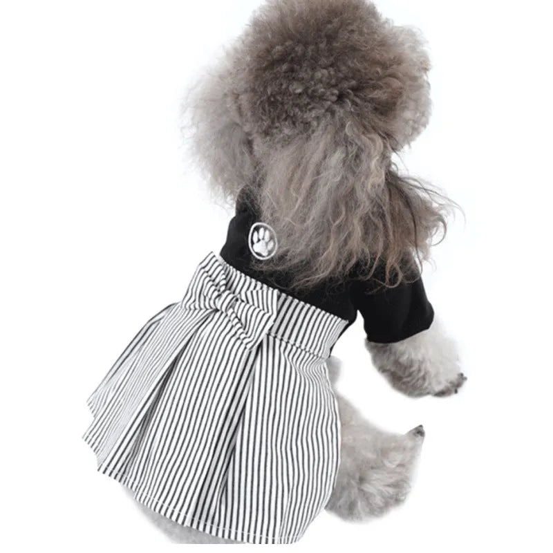 Thin cotton poodle clothes for spring and autumn in skirt and trousers styles