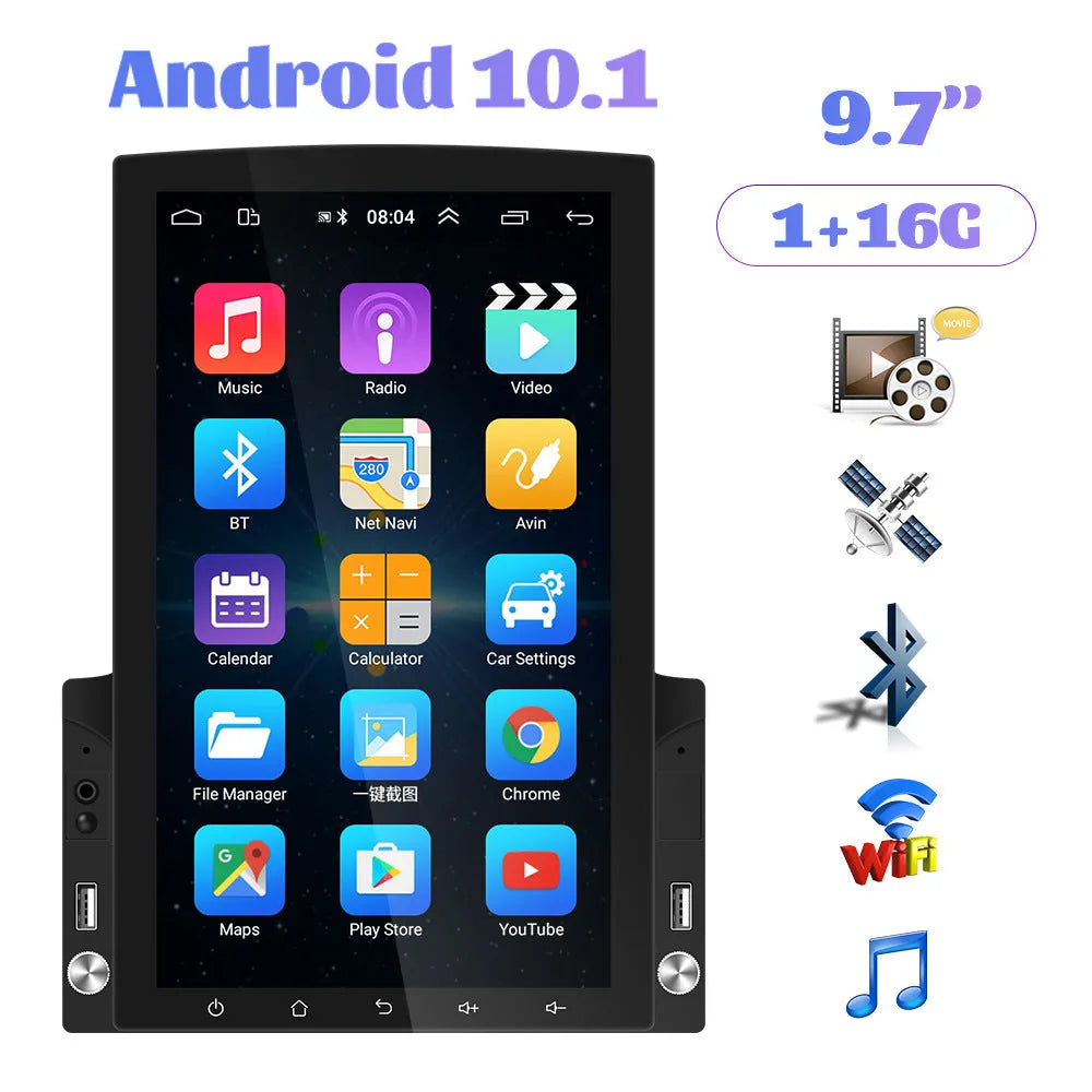 9.7 inch vertical screen Android 10 car MP5 player with offline map, Bluetooth and FM radio