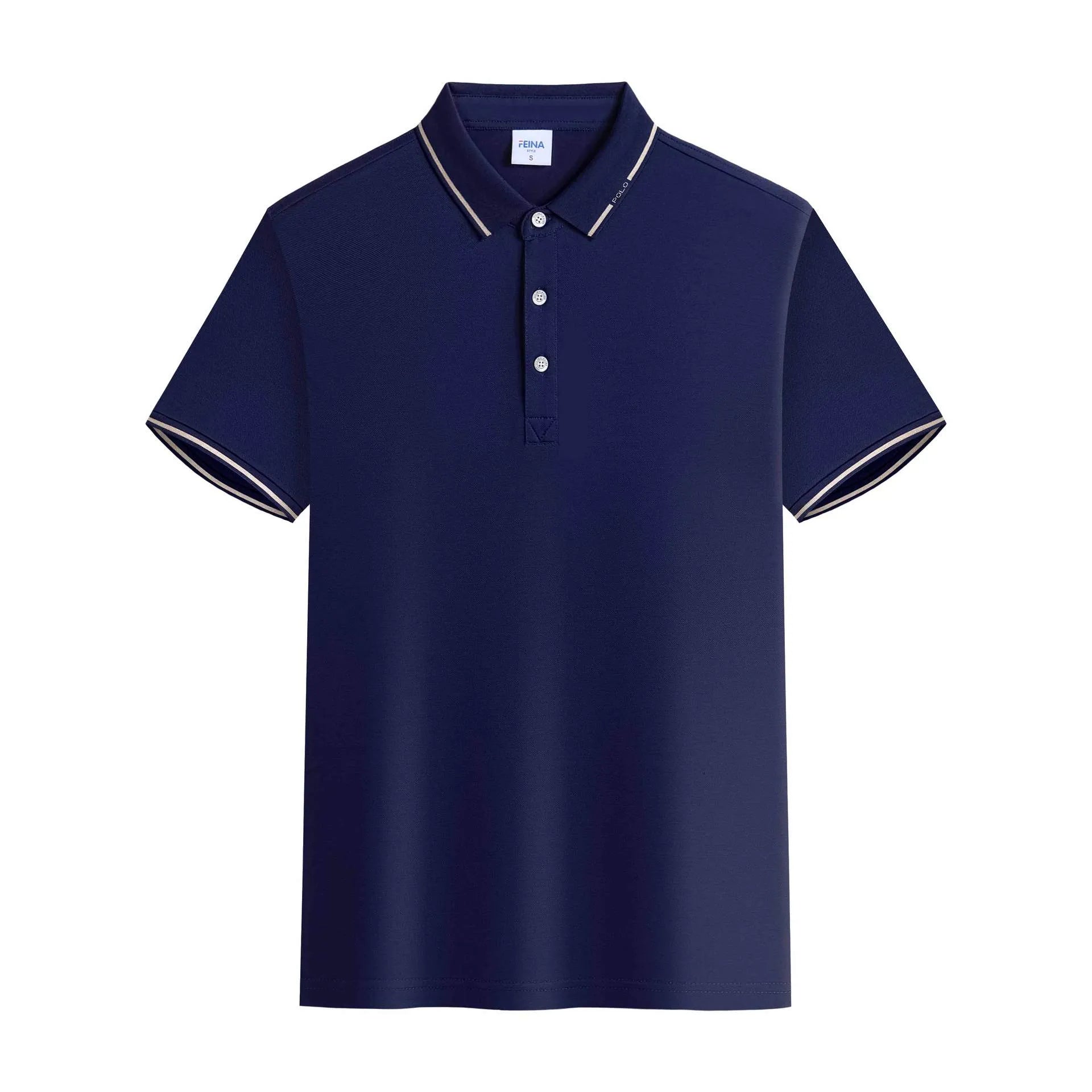 Cotton short-sleeved polo shirt in solid colour for summer sports and leisure, unisex fit