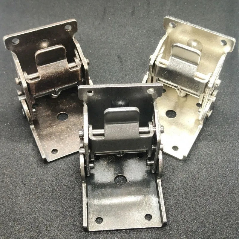 Furniture foot folding hinge in electroplated finish with 0-90 degree invisible self-locking mechanism