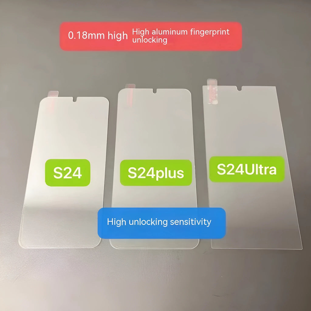 HD tempered glass screen protector for Samsung mobile phones showing full-screen coverage.