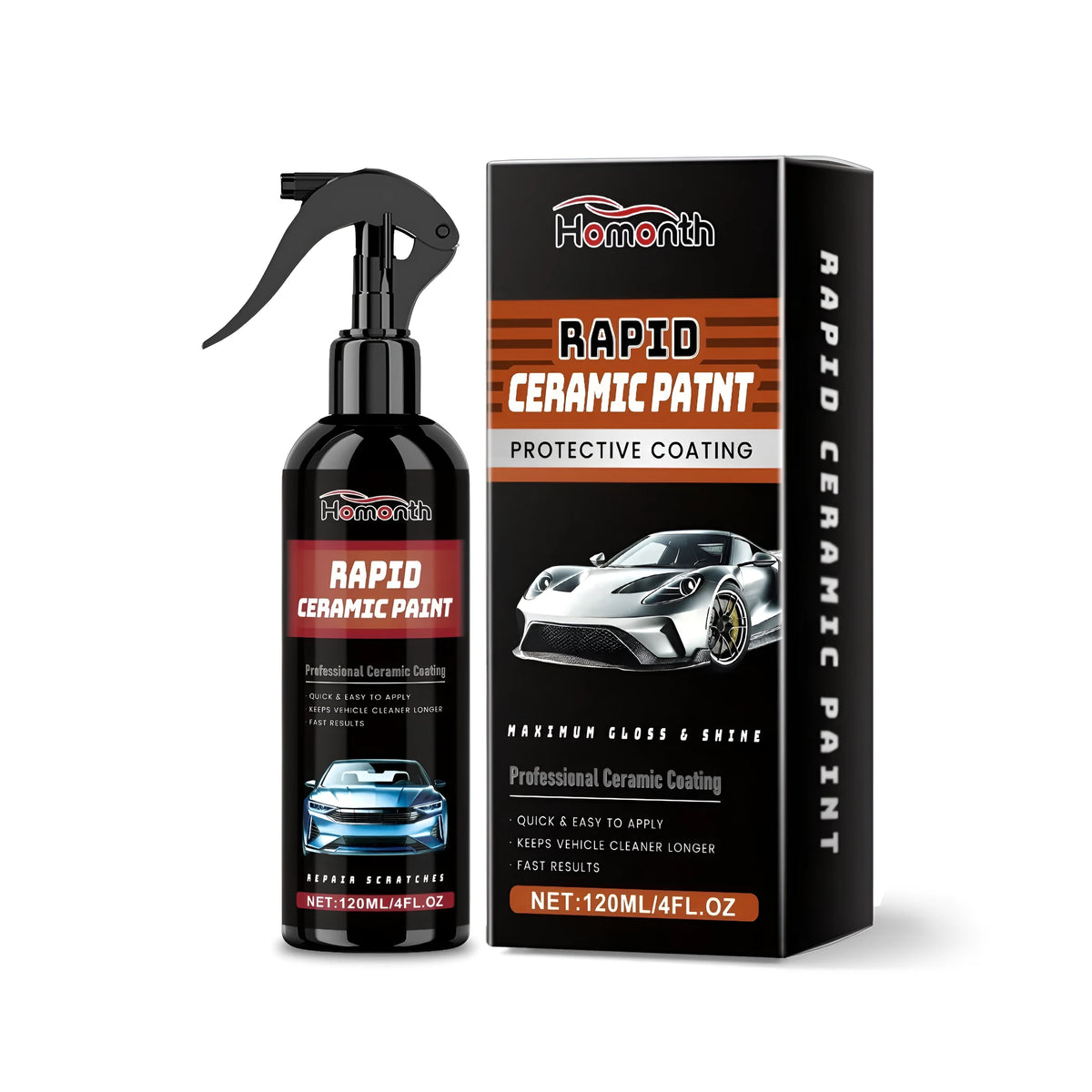 Rapid Ceramic Paint 120ml liquid coating agent bottle with PTFE for car paint protection and detailing