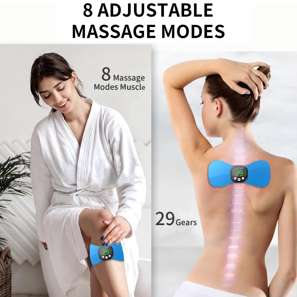 Cervical pulse massage pad EMS portable rechargeable with blue colour option for travel and home use