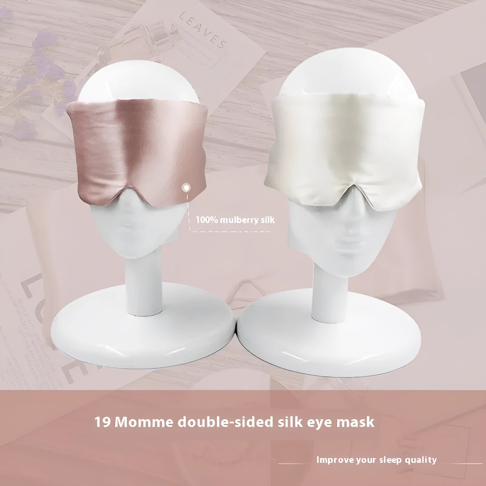 Mulberry silk sleep eye mask in champagne gold colour for light blocking