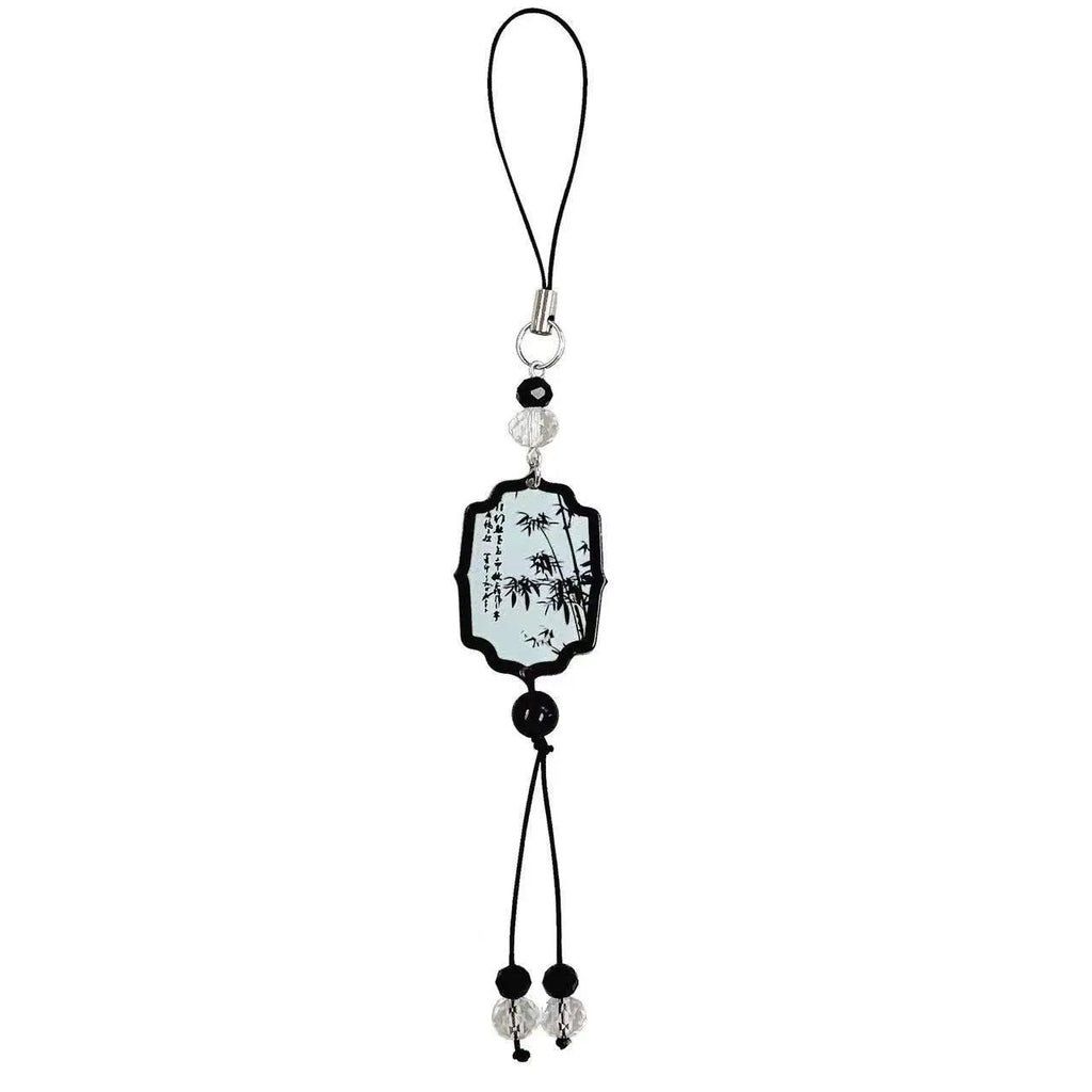 Guofeng floral bead pendant keychain in Chinese style with baked varnish finish.