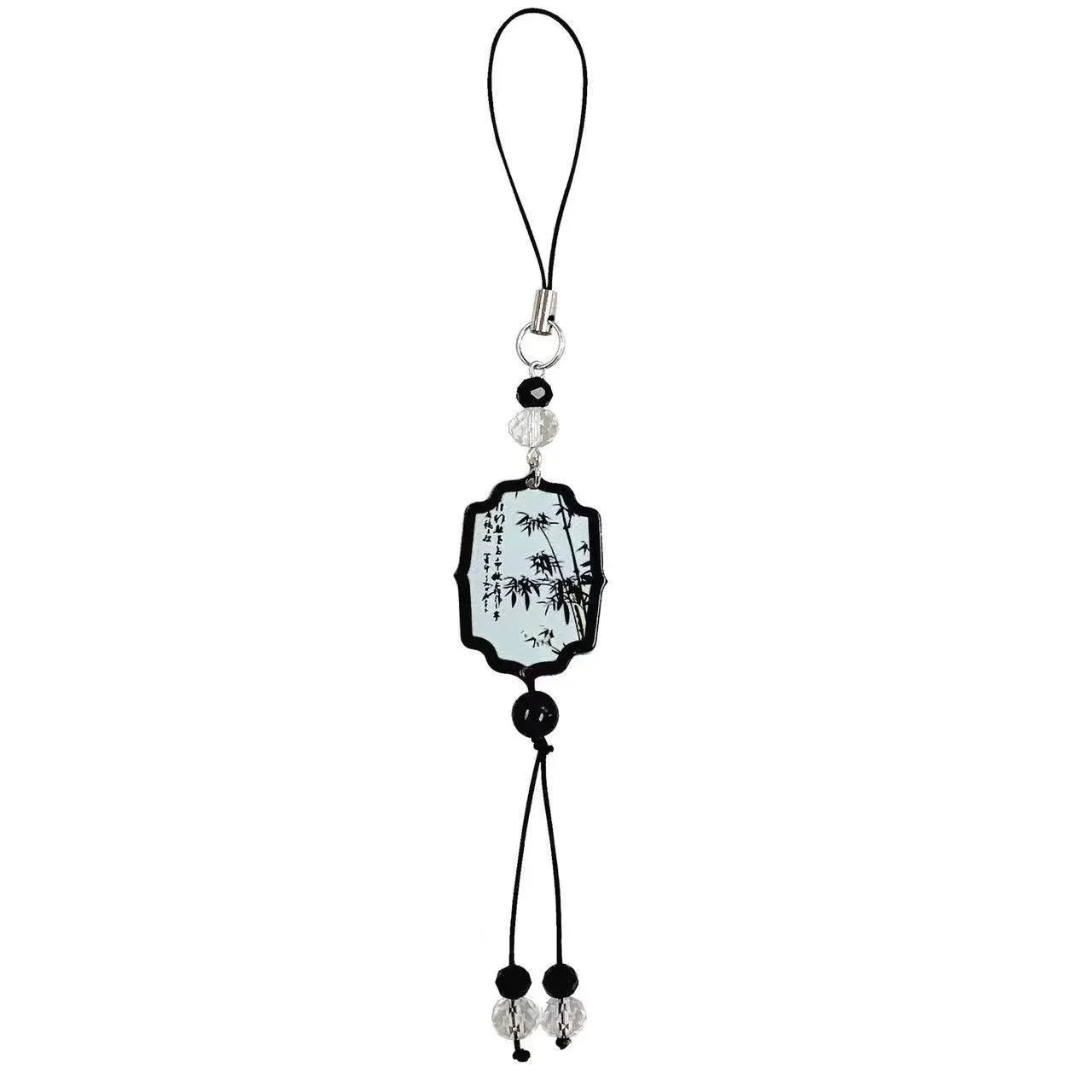 Guofeng floral bead pendant keychain in Chinese style with baked varnish finish.