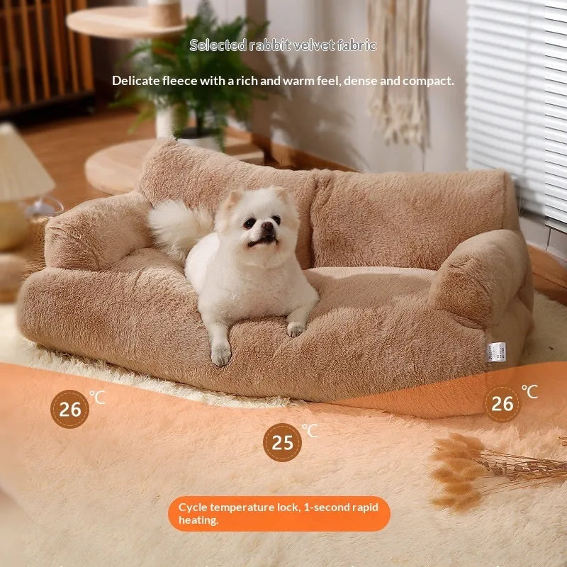 Warm pet bed with removable washable cover in Mousse Coffee, available in sizes M to XXL for pets under 4 kg to 12.5 kg
