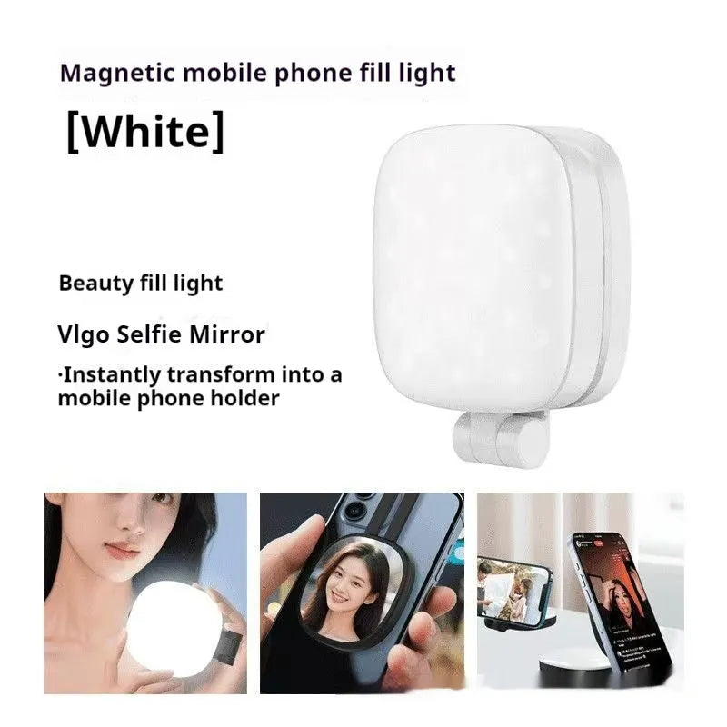 Mobile phone magnetic selfie fill light with adjustable three-colour temperature and universal phone holder