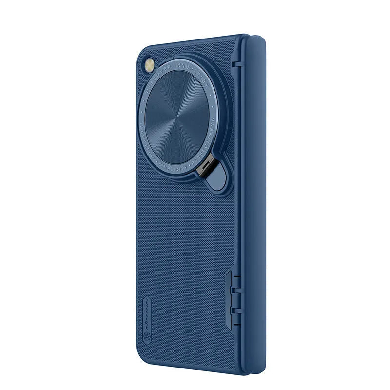 Frosted hard phone case for OnePlus folding phone with invisible metal bracket, in black, blue, or dark green.