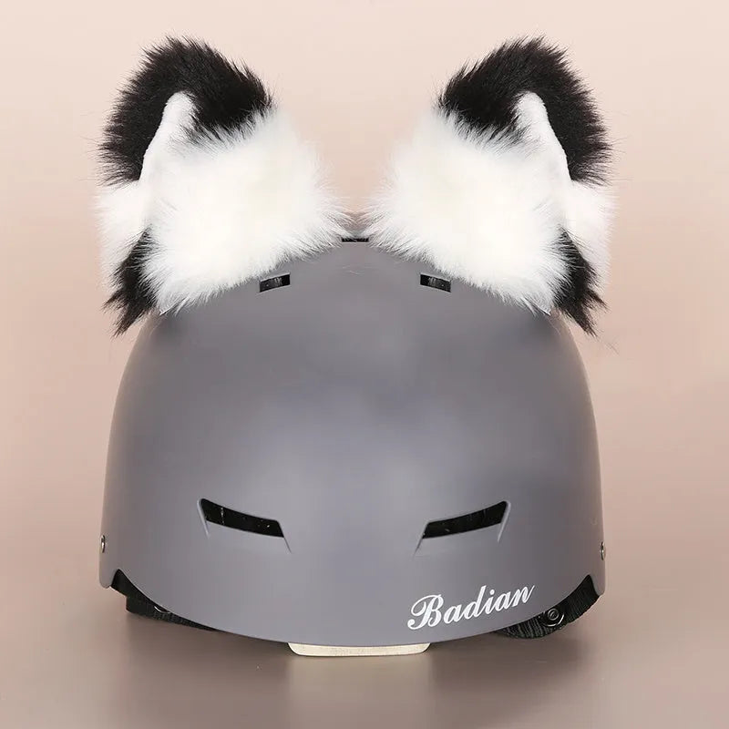 Plush cartoon character ski helmet decoration with elastic headband in assorted designs