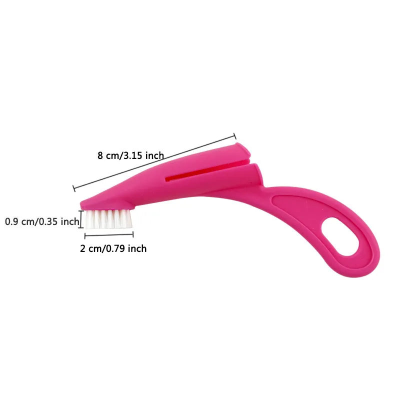 Red and white finger toothbrushes for pet dental cleaning with silicone bristles