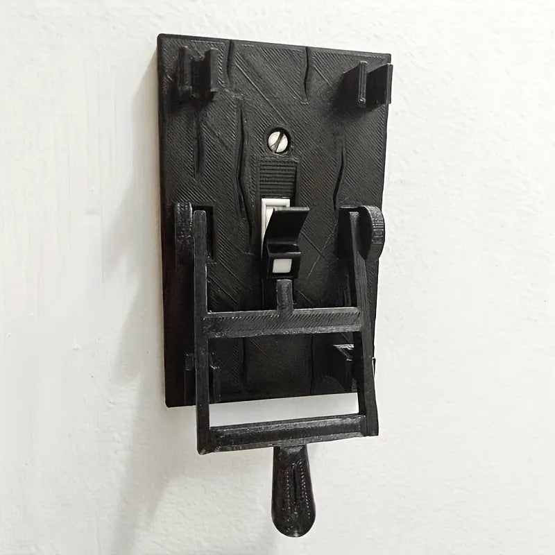 Retro-style decorative wall switch plate with holiday design, showing American standard size and mechanical switch.