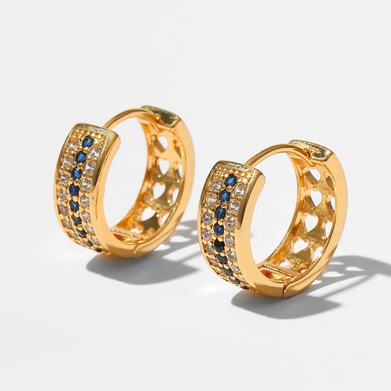 Round geometric women's earrings in copper with 18K gold electroplating, colour KE1268.