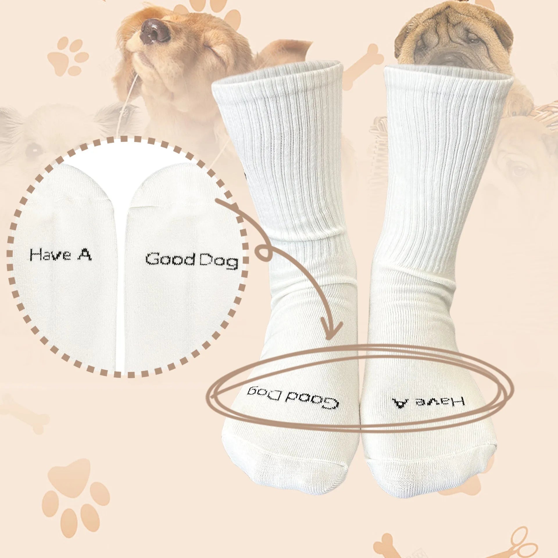 White cotton tube socks with Corgi dog pattern, four season lightweight design for students
