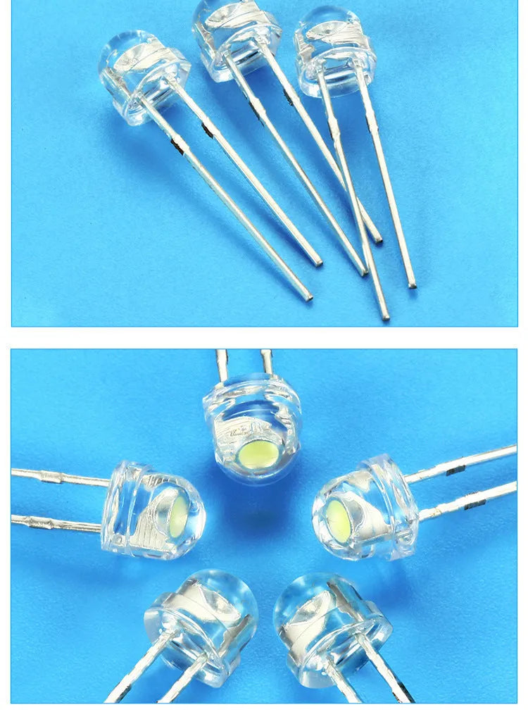 F5 straw hat white light emitting diode lamp bead with 120 degree luminous angle and colour rendering index 70-80