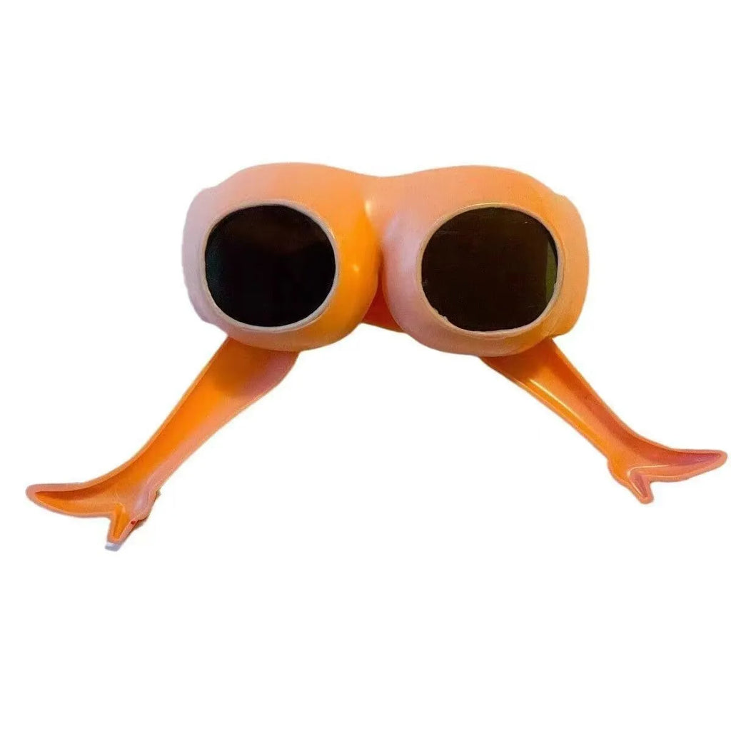 Orange personality sunglasses with distinctive leg hip design, measuring 15 by 20 centimetres