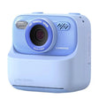 Plastic instant print digital camera with three rolls of printing paper, available in blue, grey, pink, or purple