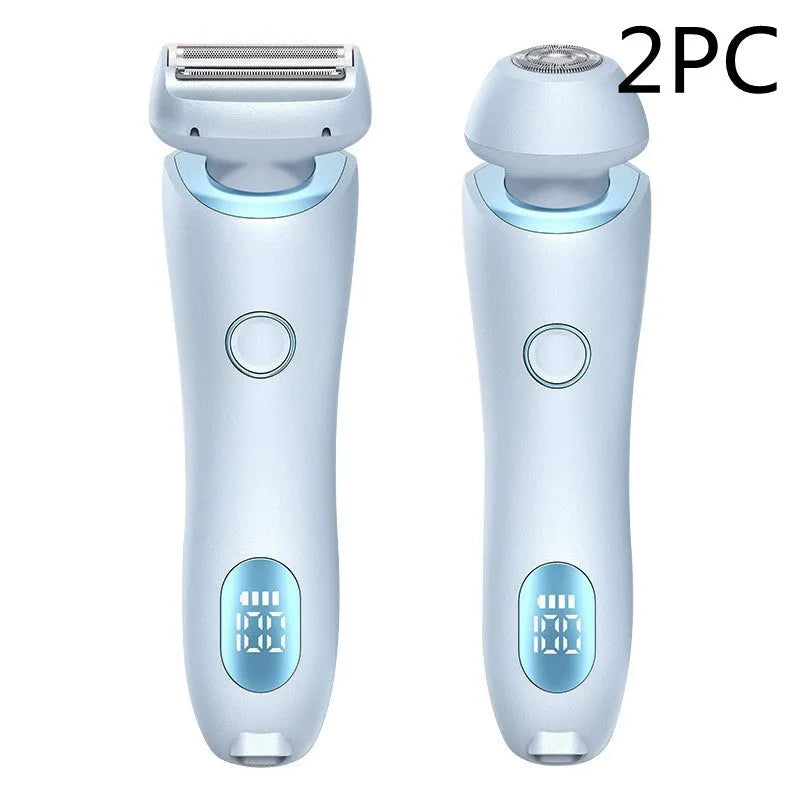 2 in 1 women's electric shaver with square foil and round rotating heads, USB rechargeable, pink colour
