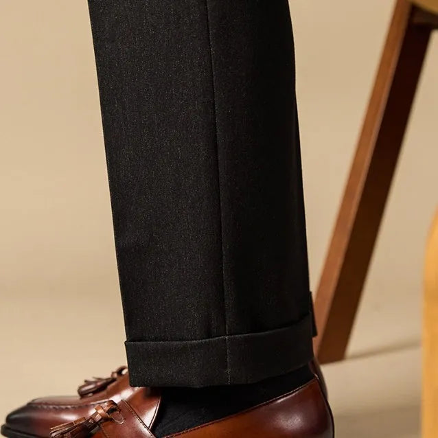 Black and brown genuine leather tassel loafers for business casual wear