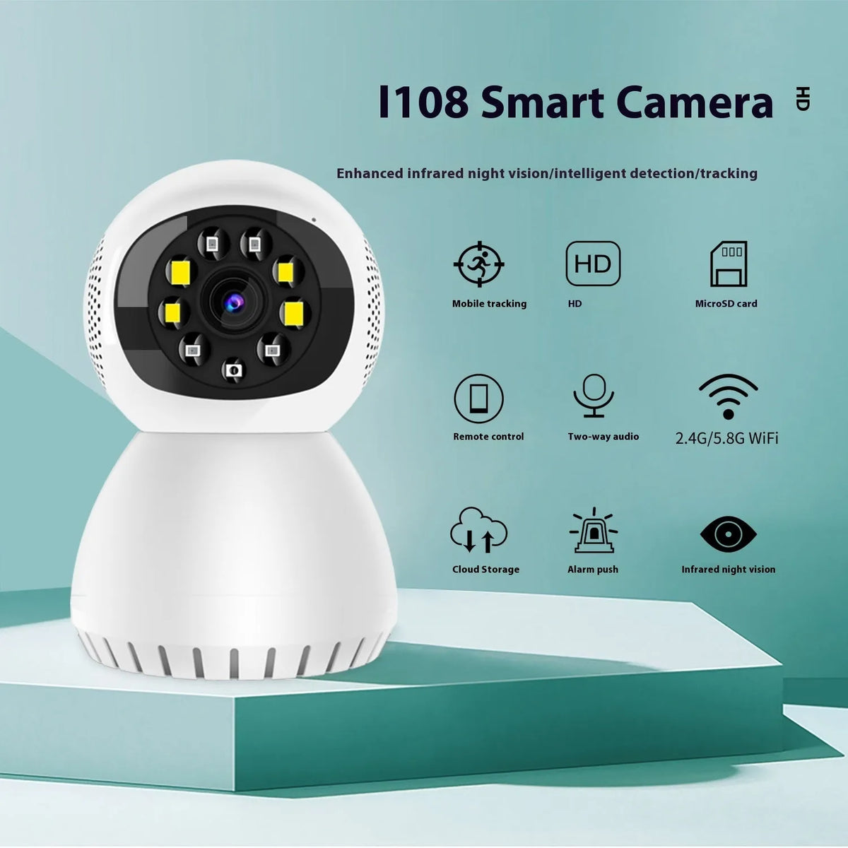 Dual-frequency wireless security camera with 1080p HD resolution for indoor outdoor home monitoring