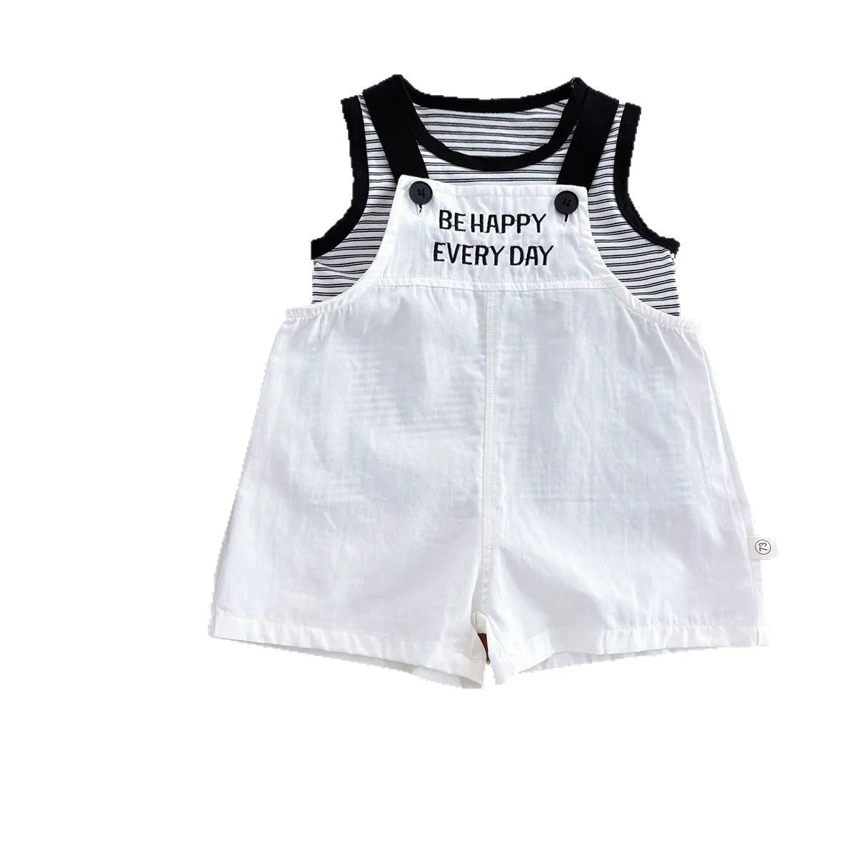 Neutral cotton infant two-piece set with short-sleeve top and shorts overalls in vest suit colour