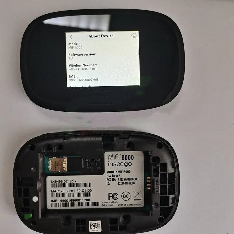 Black mifi8000 dual-core 4G portable wireless router with compact design