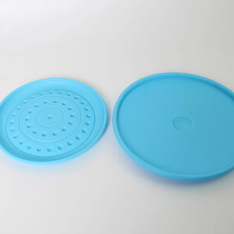 Rubber pet Frisbee dog toy disk in small or large size, plastic fetch toy in six colour options