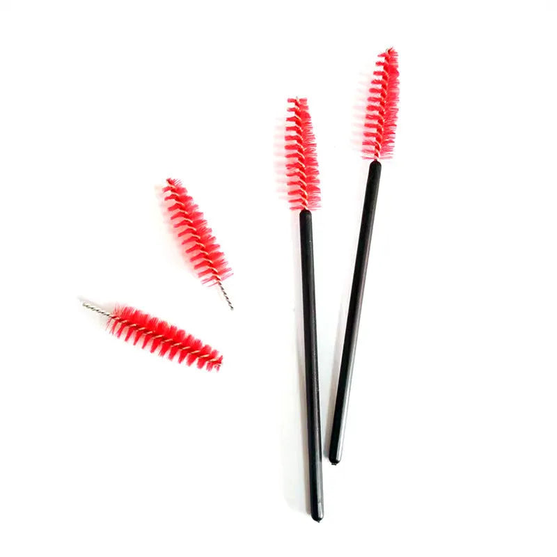 Rigui 50pcs plastic eyelash brush set in black, pink, red, blue, white, yellow and purple