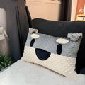 West Highland puppy pillow showing grey schnauzer design on blended fabric cushion