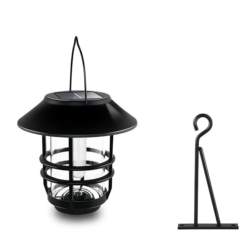 Solar LED outdoor glass wall lamp with IP65 rating, shown as a wall-mounted garden light in Flame light or Warm light